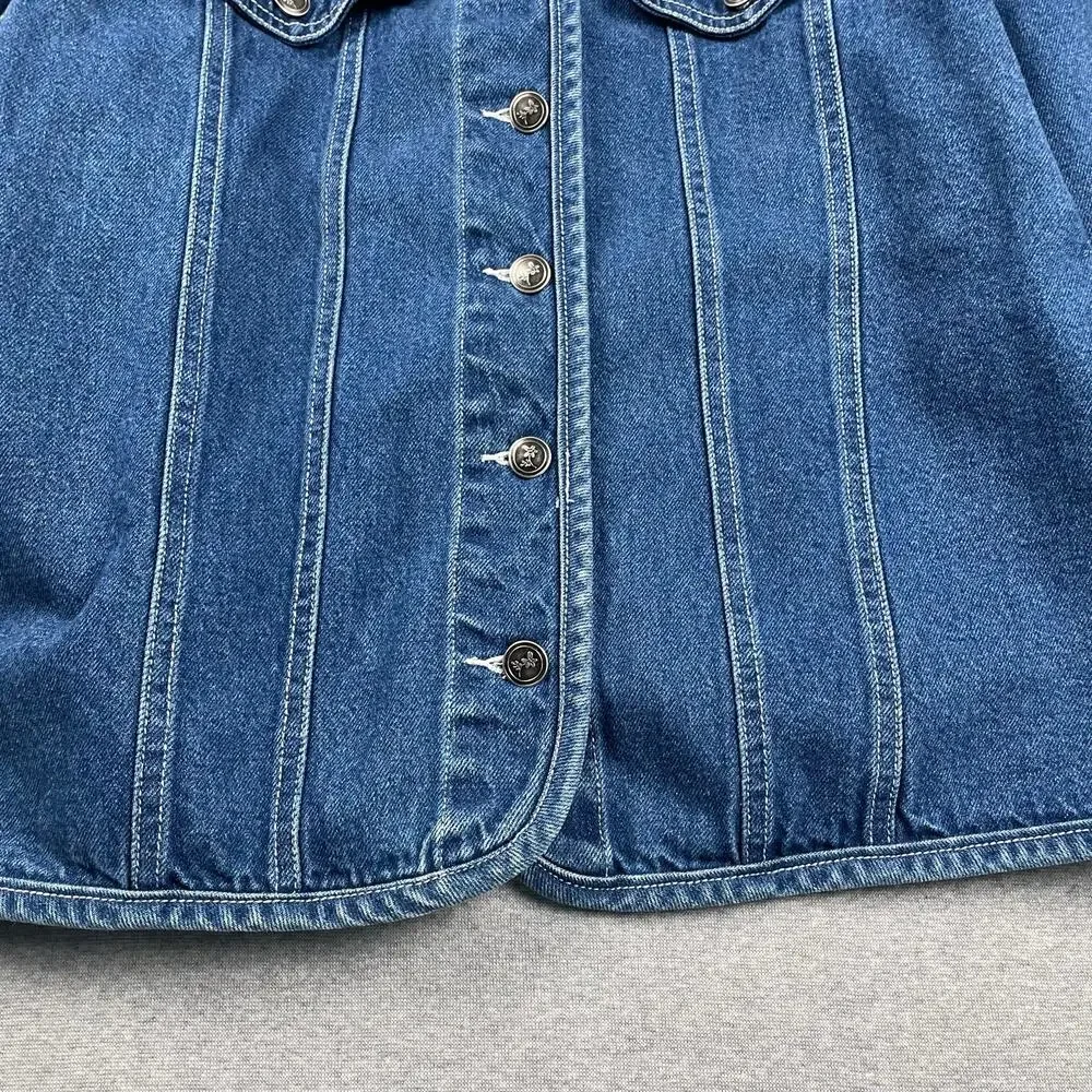 90s VTG Cherokee Denim Jacket Womens S Blue Jean Button Up Western Retro Preppy